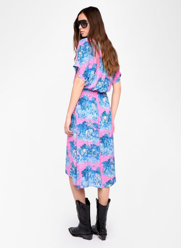 Robe midi manches courtes imprimée ZADIG&VOLTAIRE Rose